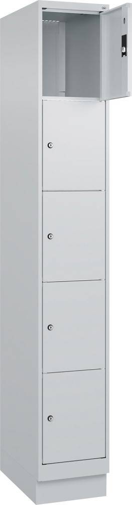 Fächerschrank CLASSIC B300xT500xH1950 mm RAL 7035/7035, 1x5 Fächermit 100 mm hohem Sockel - Artikel: 7830373180
