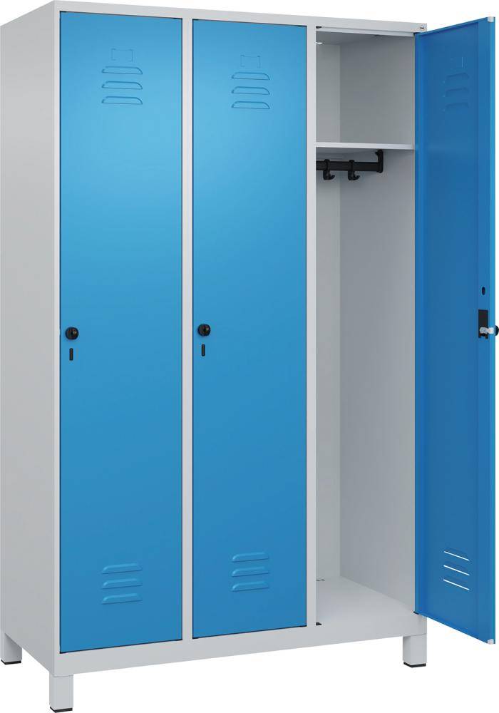 Garderobenschrank m.FüßenB1200xT500xH1950 Korpus RAL 7035 LichtgrauTüren RAL 5012 Lichtblau - Artikel: 7830372625