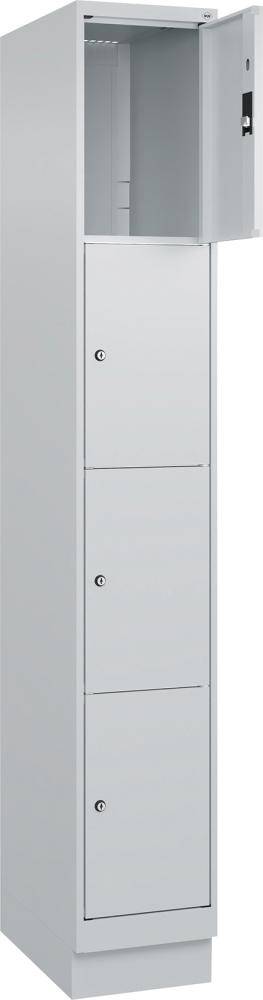 Fächerschrank CLASSIC B300xT500xH1950 mm RAL 7035/7035, 1x4 Fächermit 100 mm hohem Sockel - Artikel: 7830373140