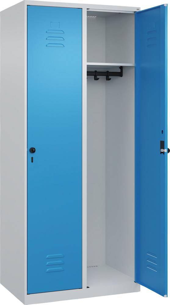 Garderobenschrank CLASSICB800xT500xH1850 mm RAL 7035/5012, 2 Abteile bodenstehend - Artikel: 7830951038