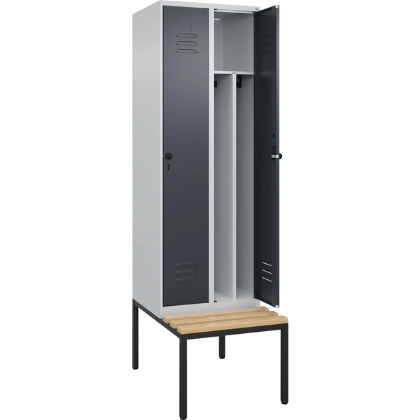 Gard.-Schrank TW CLASSIC B600xT500xH2120 mm RAL 7035/7016, 2 Abteile mit untergeb. Sitzbank - Artikel: 7830373812 Gard.-Schrank TW CLASSIC B600xT500xH2120 mm RAL 7035/7016, 2 Abteile mit untergeb. Sitzbank - Artikel: 7830373812