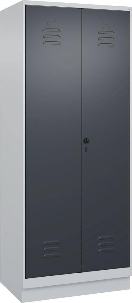 Wäscheschrank CLASSIC B800xT500xH1950 mm RAL 7035/7016, 2 Abteile mit 100 mm hohem Sockel - Artikel: 7830373975