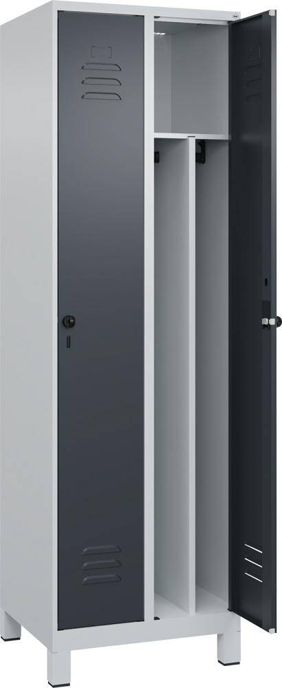 Gard.-Schrank TW CLASSIC B600xT500xH1950 mm RAL 7035/7016, 2 Abteile mit 100 mm hohen Füßen - Artikel: 7830373732