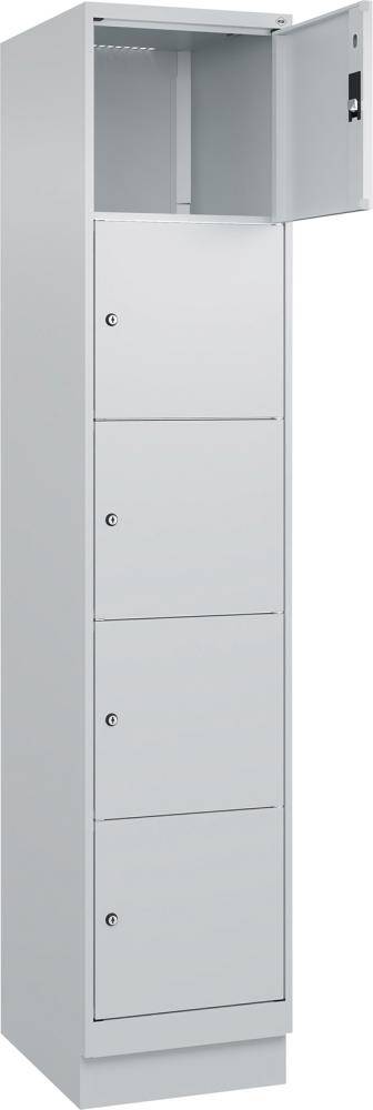 Fächerschrank CLASSIC B400xT500xH1950 mm RAL 7035/7035, 1x5 Fächermit 100 mm hohem Sockel - Artikel: 7830373181