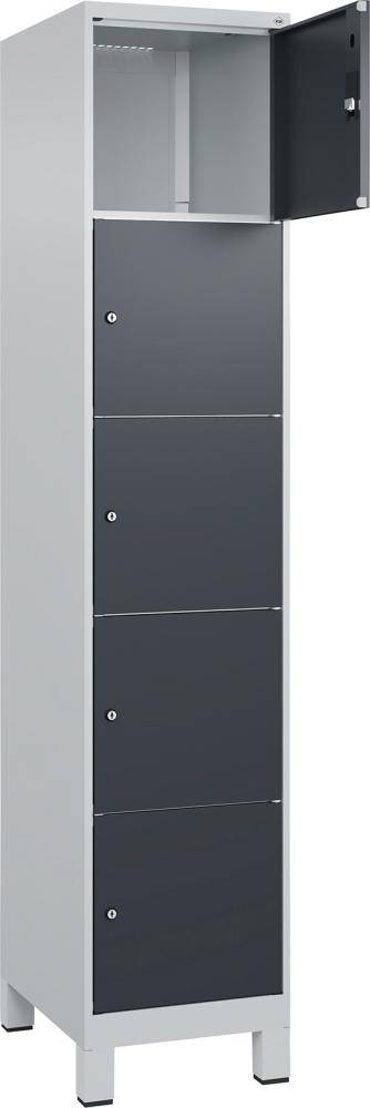 Fächerschrank CLASSIC B400xT500xH1950 mm RAL 7035/7016, 1x5 Fächermit 100 mm hohen Füßen - Artikel: 7830373011