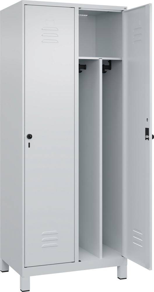 Gard.-Schrank TW CLASSIC B800xT500xH1950 mm RAL 7035/7035, 2 Abteile mit 100 mm hohen Füßen - Artikel: 7830373703