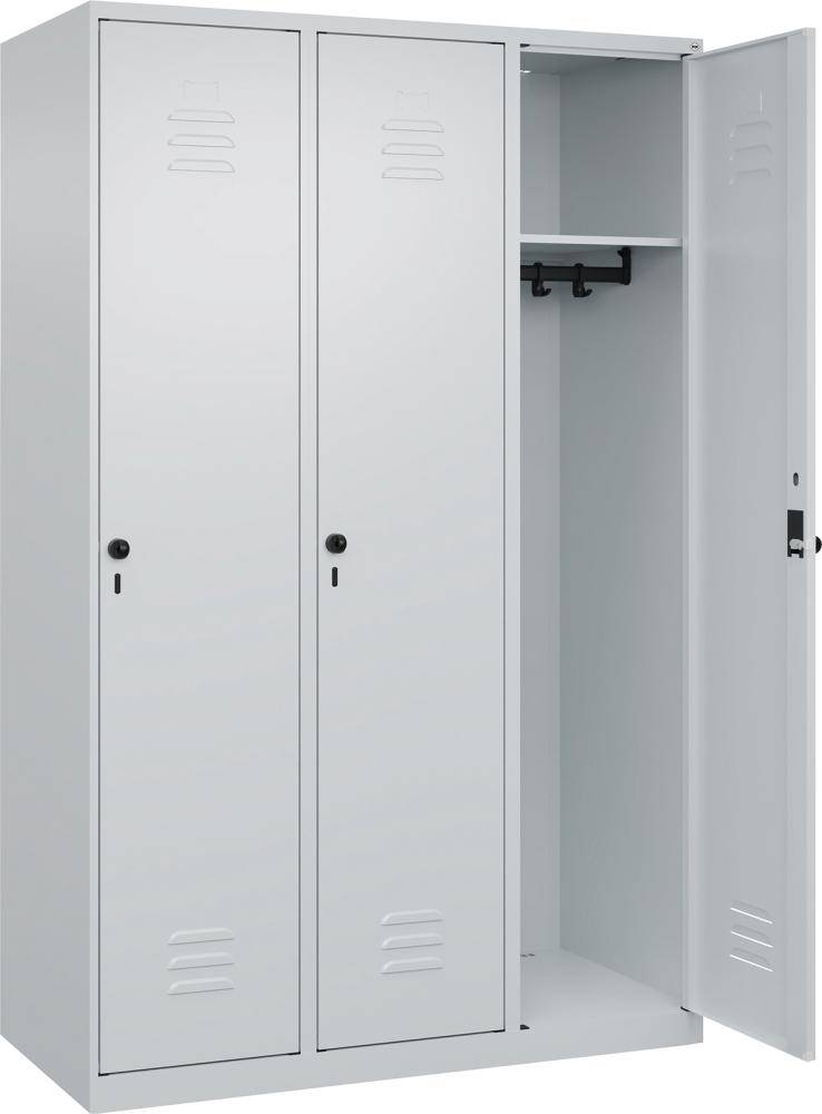 Garderobenschrank CLASSICB1200xT500xH1850 mm RAL 7035/7035, 3 Abteile bodenstehend - Artikel: 7830951026