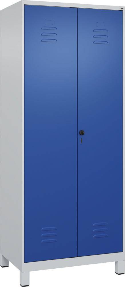 Raumpflege-Schr. CLASSIC B800xT500xH1950 mm RAL 7035/5010, 2 Abteile mit 100 mm hohen Füßen - Artikel: 7830373913