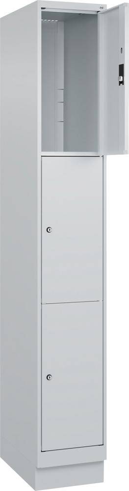 Fächerschrank CLASSIC B300xT500xH1950 mm RAL 7035/7035, 1x3 Fächermit 100 mm hohem Sockel - Artikel: 7830373100