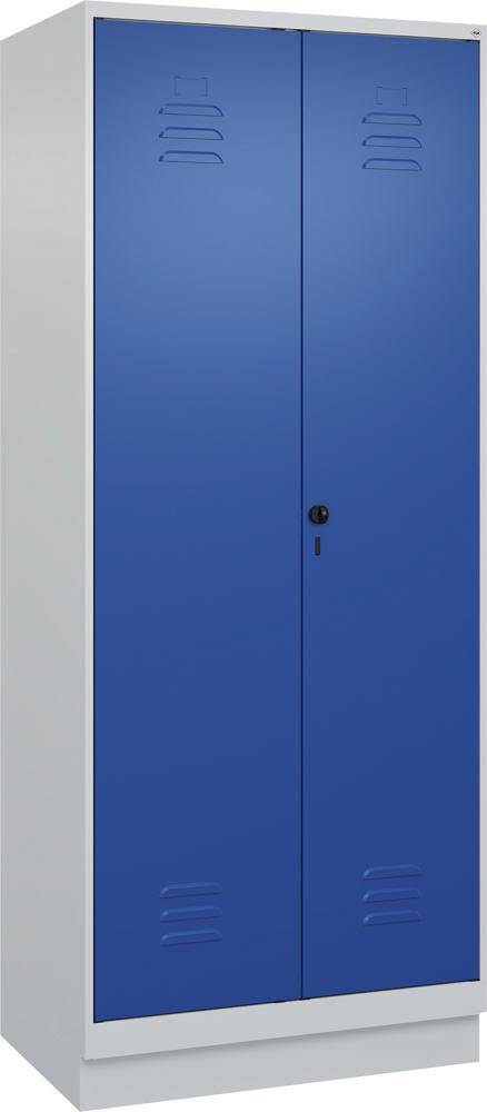 S/W-Gard.-Schrank CLASSICB800xT500xH1950 mm RAL 7035/5010, 2 Abteile mit 100 mm hohem Sockel - Artikel: 7830373551