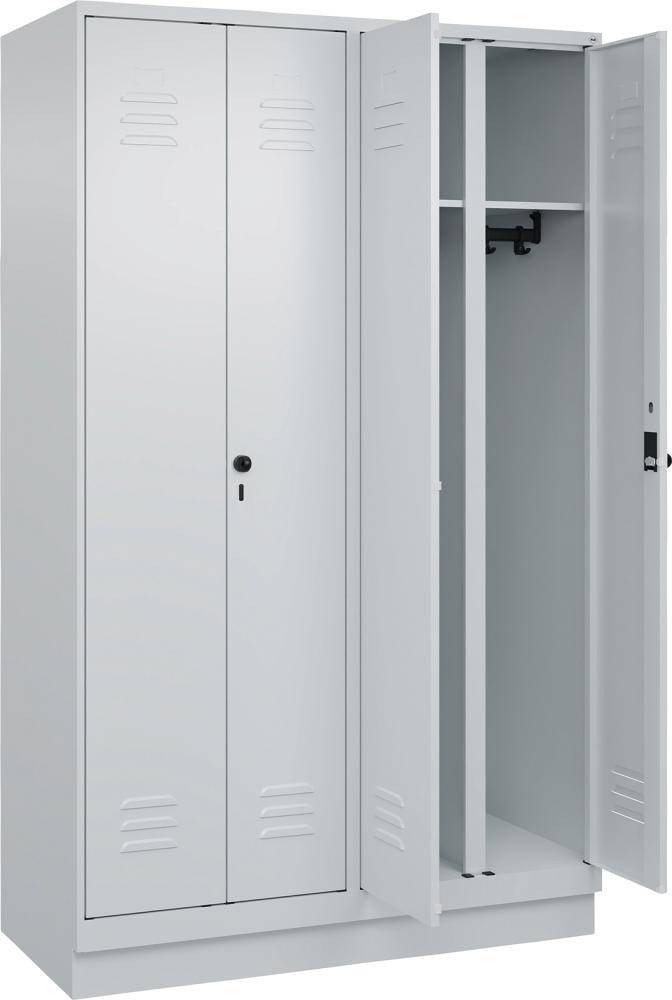 S/W-Gard.-Schrank CLASSICB1200xT500xH1950 mm RAL 7035/7035, 4 Abteile mit 100 mm hohem Sockel - Artikel: 7830373542