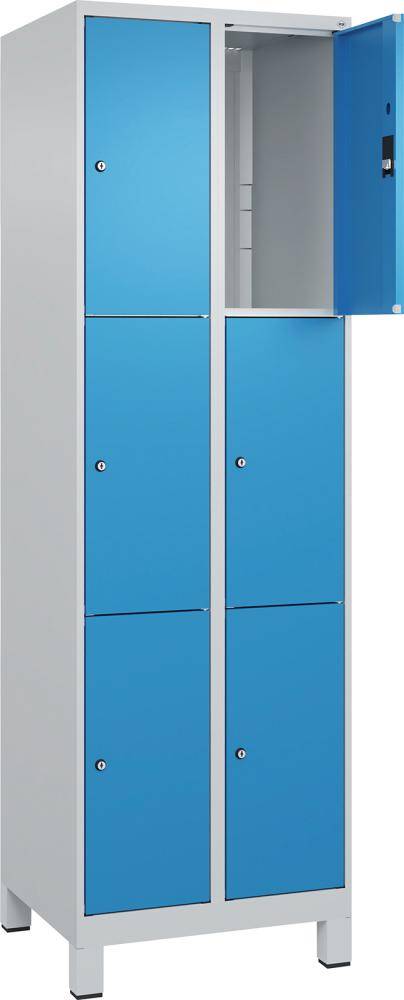 Fächerschrank mit Füßen B600xT500xH1950 Korpus RAL 7035 LichtgrauTüren RAL 5012 Lichtblau - Artikel: 7830372922