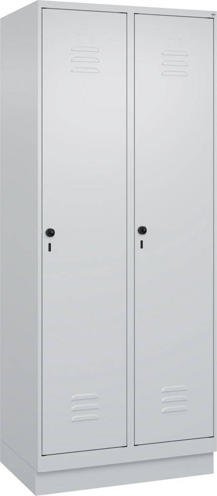 Gard.-Schrank TW CLASSIC B800xT500xH1950 mm RAL 7035/7035, 2 Abteile mit 100 mm hohem Sockel - Artikel: 7830373743