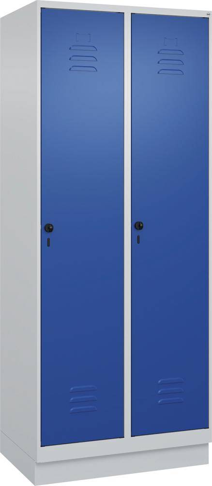 Gard.-Schrank TW CLASSIC B800xT500xH1950 mm RAL 7035/5010, 2 Abteile mit 100 mm hohem Sockel - Artikel: 7830373753