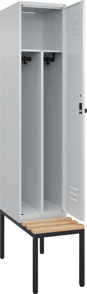 Gard.-Schrank TW CLASSIC B400xT500xH2120 mm RAL 7035/7035, 1 Abteil mit untergeb. Sitzbank - Artikel: 7830373781