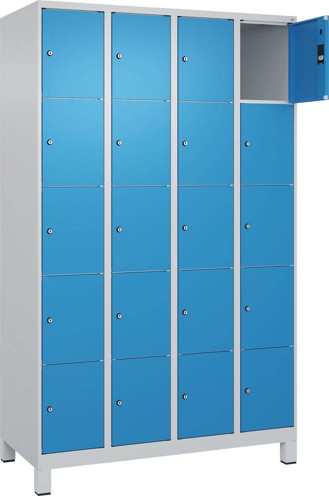 Fächerschrank mit Füßen B1200xT500xH1950 Korpus RAL 7035 LichtgrauTüren RAL 5012 Lichtblau - Artikel: 7830373006
