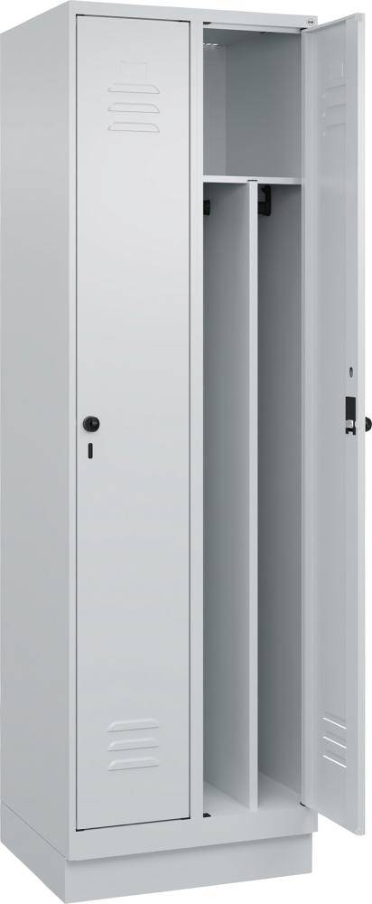 Gard.-Schrank TW CLASSIC B600xT500xH1950 mm RAL 7035/7035, 2 Abteile mit 100 mm hohem Sockel - Artikel: 7830373742