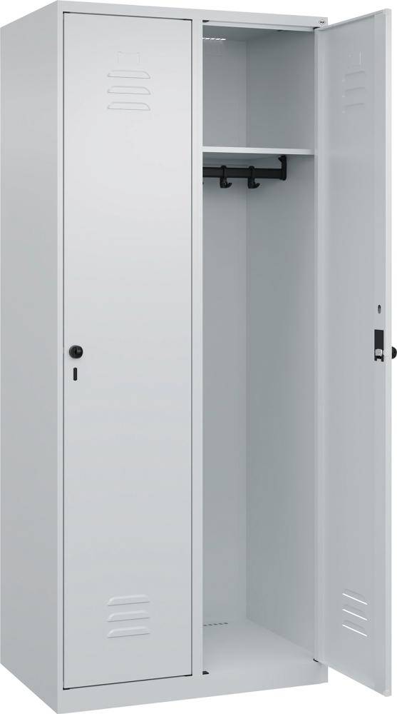 Garderobenschrank CLASSICB800xT500xH1850 mm RAL 7035/7035, 2 Abteile bodenstehend - Artikel: 7830951024