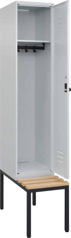 Garderobenschrank CLASSICB400xT500xH2120 mm RAL 7035/7035, 1 Abteil mit untergeb. Sitzbank - Artikel: 7830372681