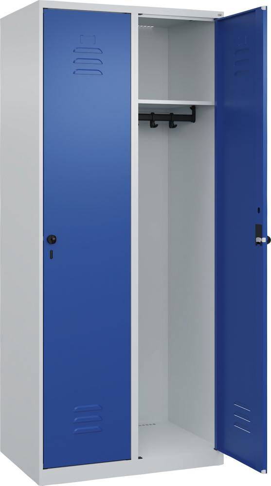 Garderobenschrank CLASSICB800xT500xH1850 mm RAL 7035/5010, 2 Abteile bodenstehend - Artikel: 7830951031