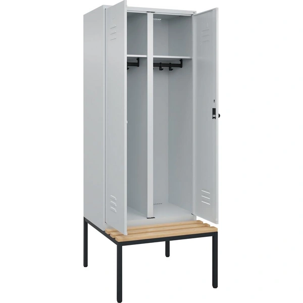 S/W-Gard.-Schrank CLASSICB800xT500xH2120 mm RAL 7035/7035, 2 Abteile mit untergeb. Sitzbank - Artikel: 7830373581 S/W-Gard.-Schrank CLASSICB800xT500xH2120 mm RAL 7035/7035, 2 Abteile mit untergeb. Sitzbank - Artikel: 7830373581
