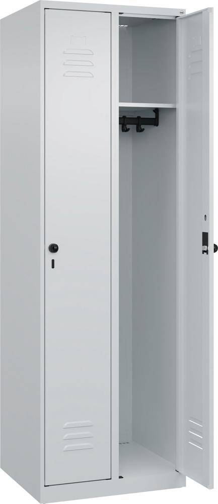 Garderobenschrank CLASSICB600xT500xH1850 mm RAL 7035/7035, 2 Abteile bodenstehend - Artikel: 7830951023