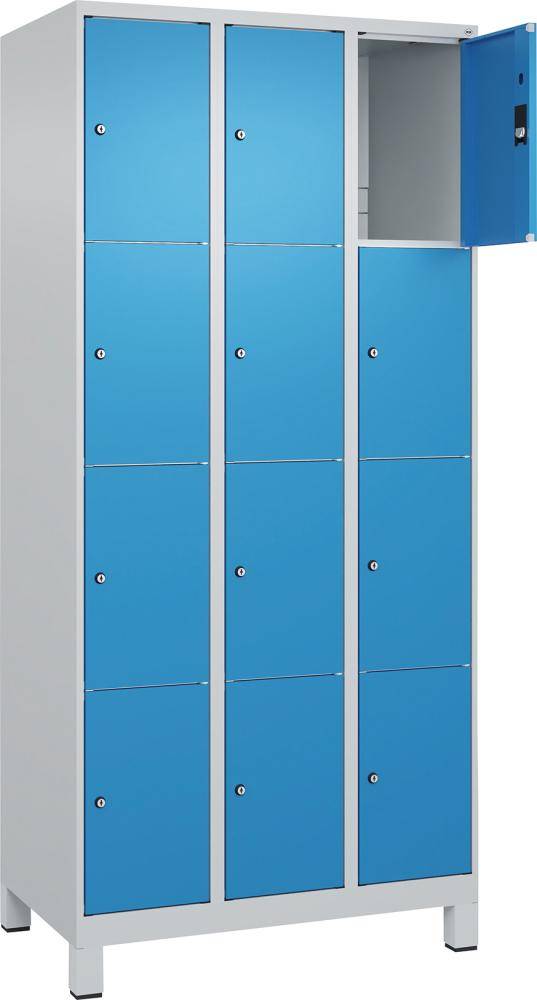 Fächerschrank mit Füßen B900xT500xH1950 Korpus RAL 7035 LichtgrauTüren RAL 5012 Lichtblau - Artikel: 7830372964