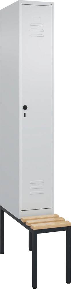 Garderobenschrank CLASSICB300xT500xH2120 mm RAL 7035/7035, 1 Abteil mit untergeb. Sitzbank - Artikel: 7830372680