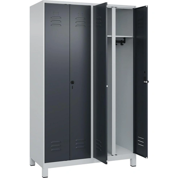 S/W-Gard.-Schrank CLASSICB1200xT500xH1950 mm RAL 7035/7016, 4 Abteile mit 100 mm hohen Füßen - Artikel: 7830373532 S/W-Gard.-Schrank CLASSICB1200xT500xH1950 mm RAL 7035/7016, 4 Abteile mit 100 mm hohen Füßen - Artikel: 7830373532