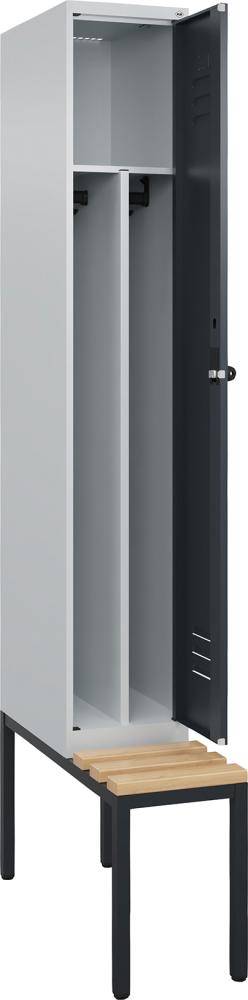 Gard.-Schrank TW CLASSIC B300xT500xH2120 mm RAL 7035/7016, 1 Abteil mit untergeb. Sitzbank - Artikel: 7830373810