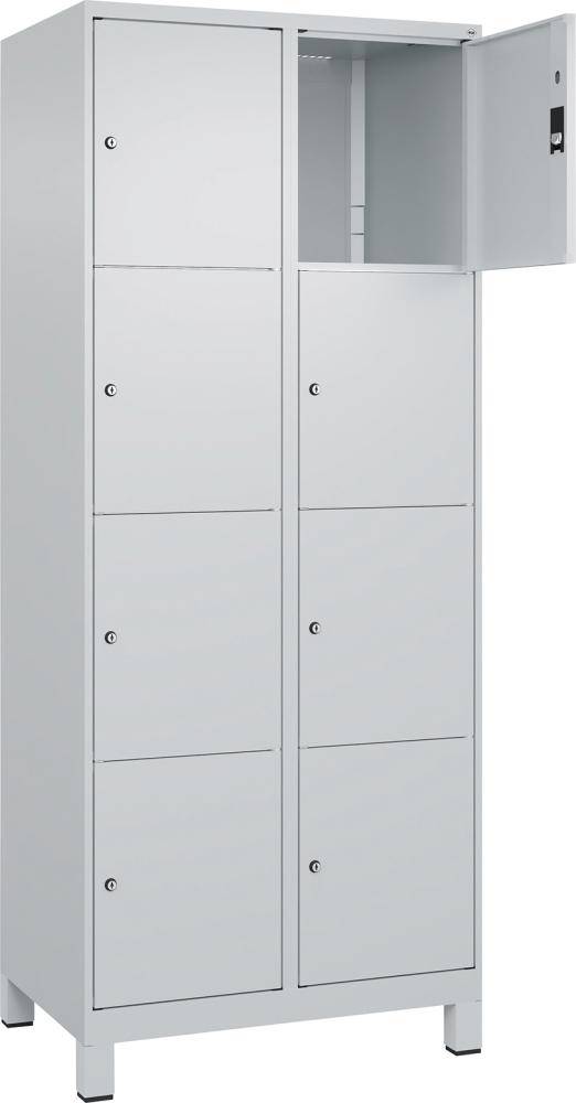 Fächerschrank CLASSIC B800xT500xH1950 mm RAL 7035/7035, 2x4 Fächermit 100 mm hohen Füßen - Artikel: 7830372943