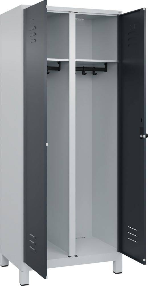 S/W-Gard.-Schrank CLASSICB800xT500xH1950 mm RAL 7035/7016, 2 Abteile mit 100 mm hohen Füßen - Artikel: 7830373531