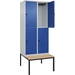 Doppelst. Schrank CLASSICB800xT500xH2120 mm RAL 7035/5010, 2x2Abteilemit untergeb. Sitzbank - Artikel: 7830373393 Doppelst. Schrank CLASSICB800xT500xH2120 mm RAL 7035/5010, 2x2Abteilemit untergeb. Sitzbank - Artikel: 7830373393