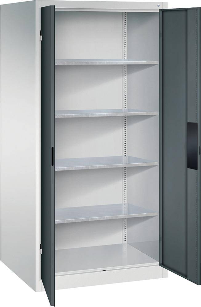 Flügeltürenschrank XXL B930xT800xH1950 mm RAL 7035/7016,4Fachböden Tragkraft 110kg - Artikel: 7830372472