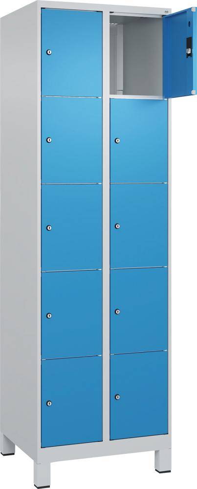 Fächerschrank mit Füßen B600xT500xH1950 Korpus RAL 7035 LichtgrauTüren RAL 5012 Lichtblau - Artikel: 7830373002