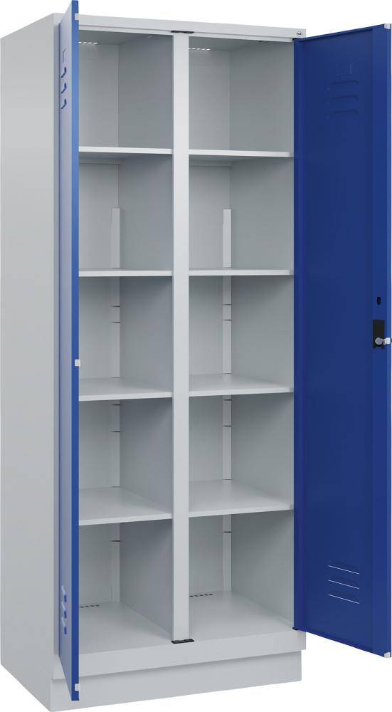 Wäscheschrank CLASSIC B800xT500xH1950 mm RAL 7035/5010, 2 Abteile mit 100 mm hohem Sockel - Artikel: 7830373955