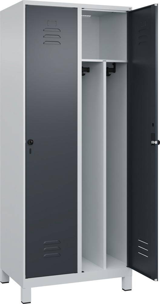 Gard.-Schrank TW CLASSIC B800xT500xH1950 mm RAL 7035/7016, 2 Abteile mit 100 mm hohen Füßen - Artikel: 7830373733