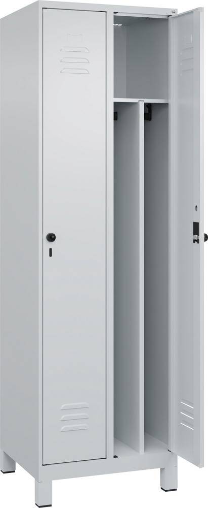 Gard.-Schrank TW CLASSIC B600xT500xH1950 mm RAL 7035/7035, 2 Abteile mit 100 mm hohen Füßen - Artikel: 7830373702