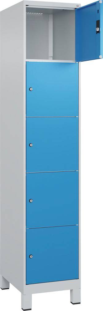 Fächerschrank CLASSIC B400xT500xH1950 mm RAL 7035/5012, 1x5 Fächermit 100 mm hohen Füßen - Artikel: 7830373001