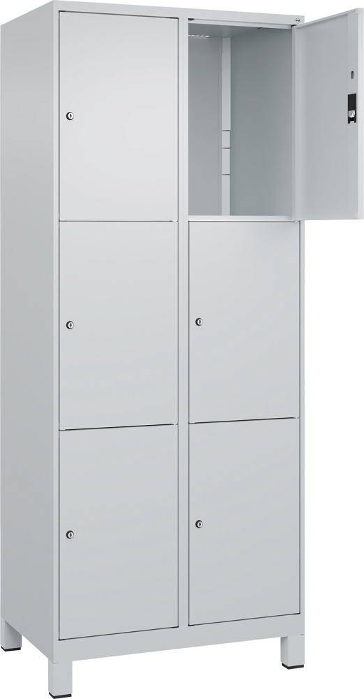Fächerschrank CLASSIC B800xT500xH1950 mm RAL 7035/7035, 2x3 Fächermit 100 mm hohen Füßen - Artikel: 7830372903