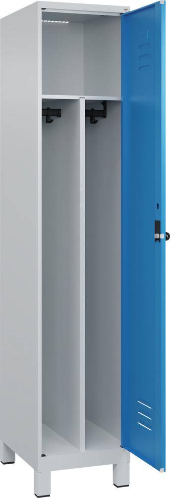 Gard.-Schrank TW CLASSIC B400xT500xH1950 mm RAL 7035/5012, 1 Abteil mit 100 mm hohen Füßen - Artikel: 7830373721