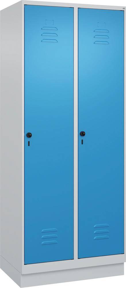 Gard.-Schrank TW CLASSIC B800xT500xH1950 mm RAL 7035/5012, 2 Abteile mit 100 mm hohem Sockel - Artikel: 7830373763