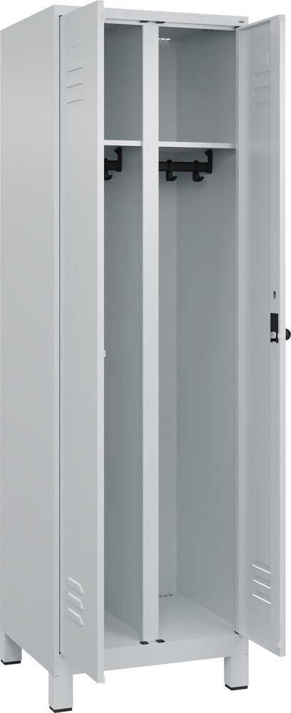 S/W-Gard.-Schrank CLASSICB600xT500xH1950 mm RAL 7035/7035, 2 Abteile mit 100 mm hohen Füßen - Artikel: 7830373500