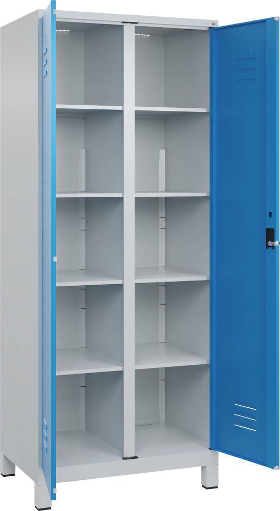 Wäscheschrank CLASSIC B800xT500xH1950 mm RAL 7035/5012, 2 Abteile mit 100 mm hohen Füßen - Artikel: 7830373925