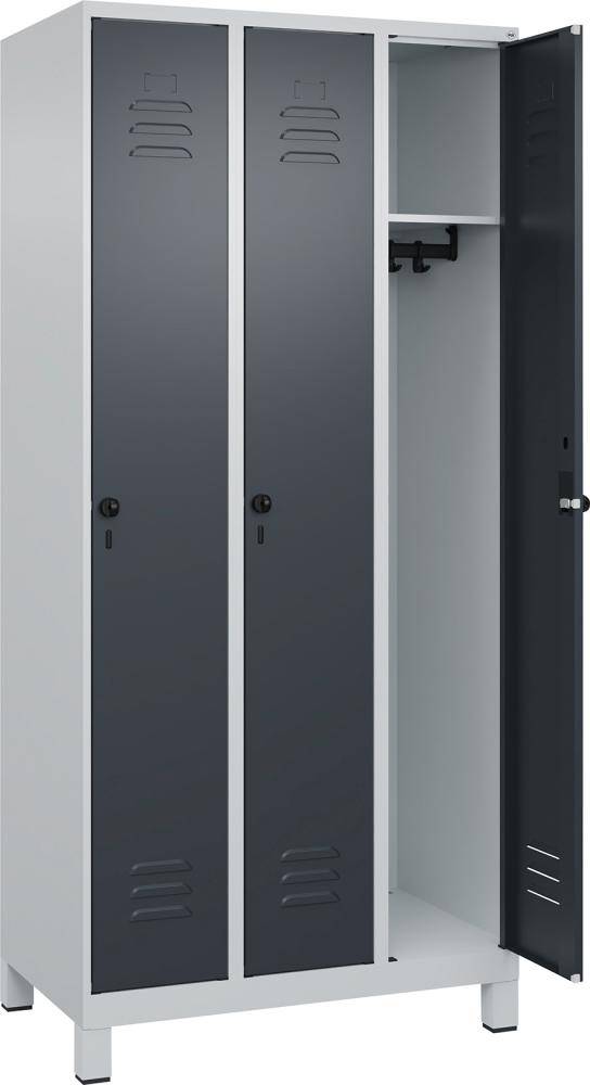 Garderobenschrank m.FüßenB900xT500xH1950 Korpus RAL 7035 LichtgrauTüren RAL 7016 Anthr.grau - Artikel: 7830372634
