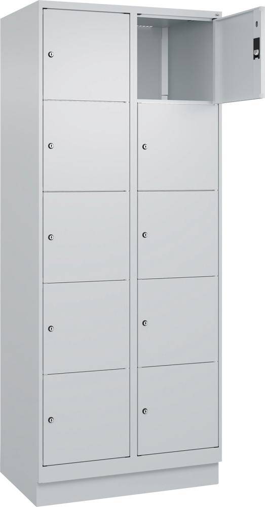 Fächerschrank CLASSIC B800xT500xH1950 mm RAL 7035/7035, 2x5 Fächermit 100 mm hohem Sockel - Artikel: 7830373183