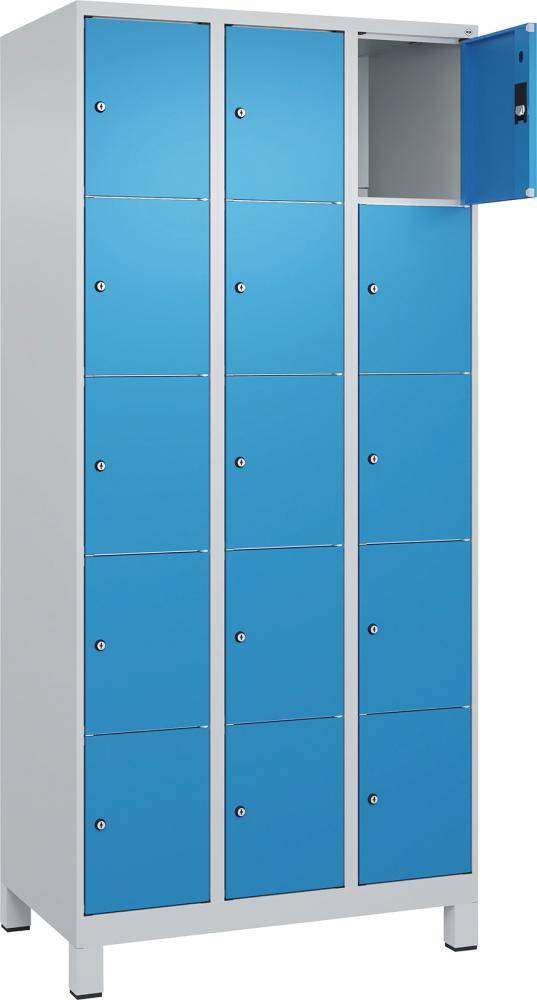 Fächerschrank mit Füßen B900xT500xH1950 Korpus RAL 7035 LichtgrauTüren RAL 5012 Lichtblau - Artikel: 7830373004