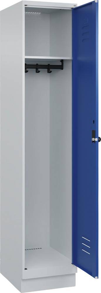 Garderobenschrank CLASSICB400xT500xH1950 mm RAL 7035/5010, 1 Abteil mit 100 mm hohem Sockel - Artikel: 7830372651