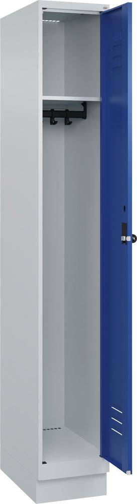 Garderobenschrank CLASSICB300xT500xH1950 mm RAL 7035/5010, 1 Abteil mit 100 mm hohem Sockel - Artikel: 7830372650