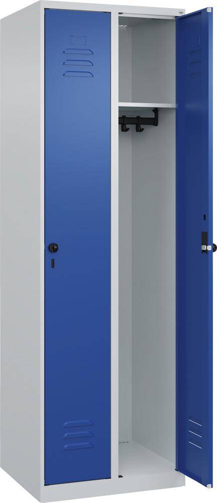 Garderobenschrank CLASSICB600xT500xH1850 mm RAL 7035/5010, 2 Abteile bodenstehend - Artikel: 7830951030